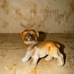 Ceramic Dog Figurine in Brown and Tan